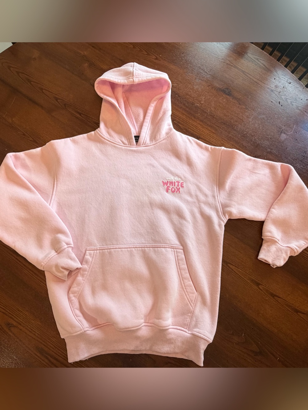 White Fox Boutique Light Pink Hoodie with Small Chest Logo